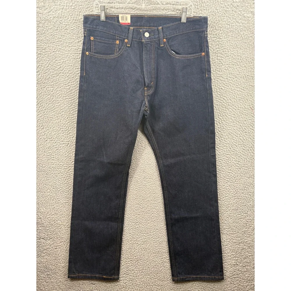 Levis 505 Regular Fit Jeans Mens 34x30 Dark Wash Straight Leg Denim Pants